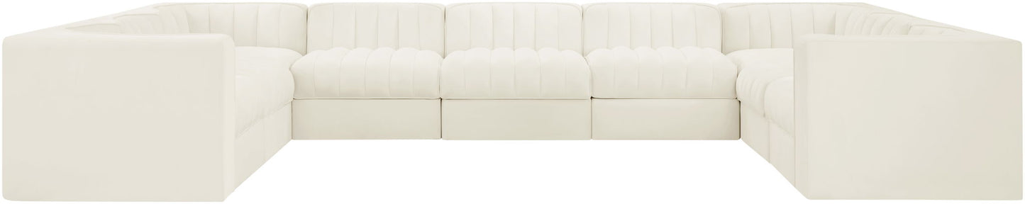 Rummi - Velvet Performance Fabric Upholstered 9 Piece Modular Sectional