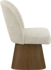 Marlowe - Linen Textured Fabric Upholstered Swivel Dining Side Chair - Stained Brown