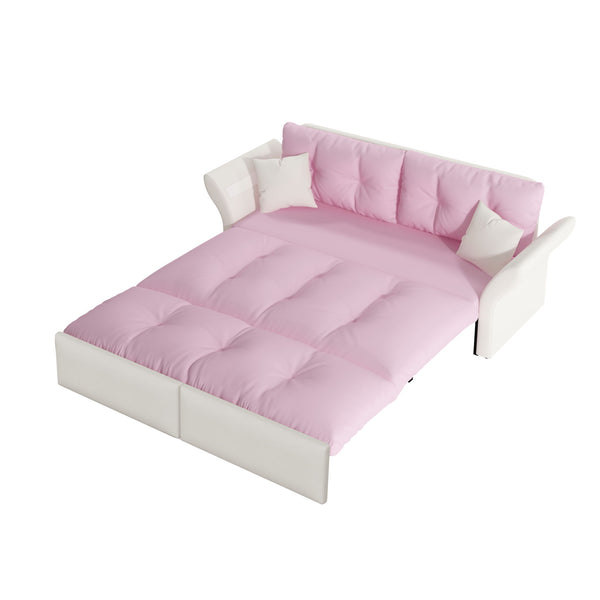 Queen Pull Out, 3 In 1 Convertible Sleeper Tufted Sofa & 2 Soft Pillows