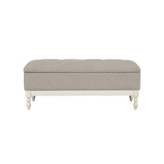 Tufted Storage Bench With Soft Close Lid - Light Gray / Cream