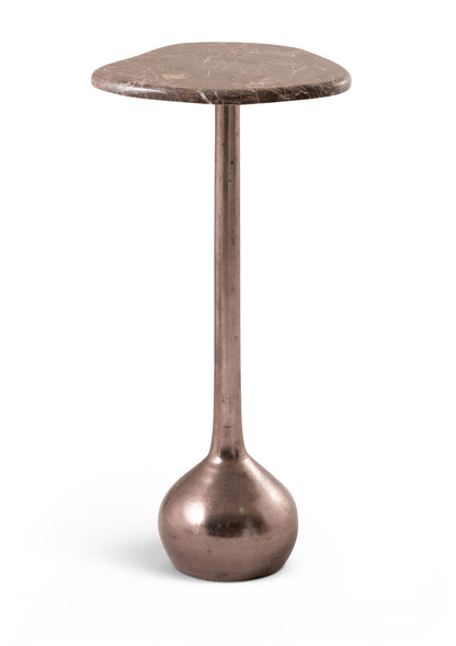 Vireo - Genuine Marble Top And Aluminum Base Drink Table - Brown / Bronze