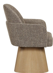 Marlowe - Linen Textured Fabric Upholstered Swivel Dining Arm Chair - Stained Natural
