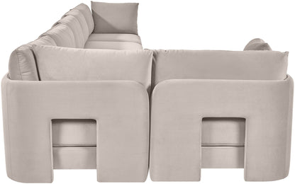 Hammond - Velvet Performance Fabric Upholstered 6 Piece L-Shaped Sectional