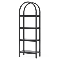 Tall 4 Tier Arched Open Bookshelf Storage Rack - Black