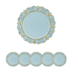 Plastic Charger Plate (Set of 6) - Blue / Gold