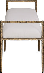 Axis - Linen Textured  Beige Fabric Upholstered Bench
