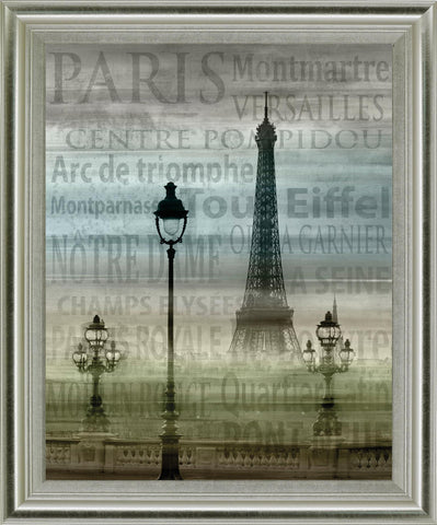 Foggy Paris Vista - 28" x 34" Framed Wall Art