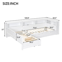 L Shaped Platform Bed With Trundle And Drawer