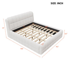 Upholstered Platform Bed With Stitching Details