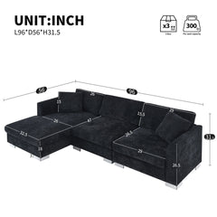 Modern Cloud Sectional Sofa L Shaped Luxury Couch Set With 2 Free Pillows 4 Seat With Oversized Chaise