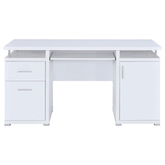 Modern Office Computer Desk With 2 Drawers, Adjustable Shelf, Slide Out Keyboard Tray