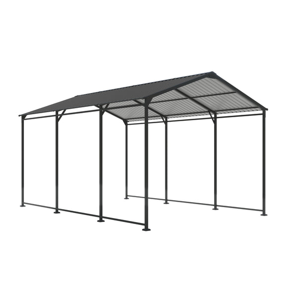 Metal Carport 10 5Ft Heavy Duty With Galvanized Steel Roof Metal Garage Canopy With Galvanized Steel Roof & Frame Car Tent Outdoor Storage Shed - Gray