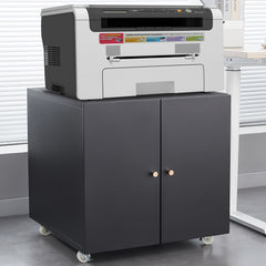Office Furniture Copier Cabinet 2 Door Steel Copier Stand Mobile Pedestal File Printer Stand - Black