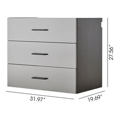 Astro Series - Metal Wall Mounted Base Drawer Storage Cabinet With Soft Closing Features - Metallic Gray