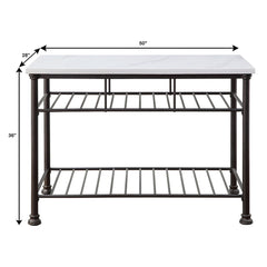 Freyja - Kitchen Island - White Cultured Marble Top & Gray