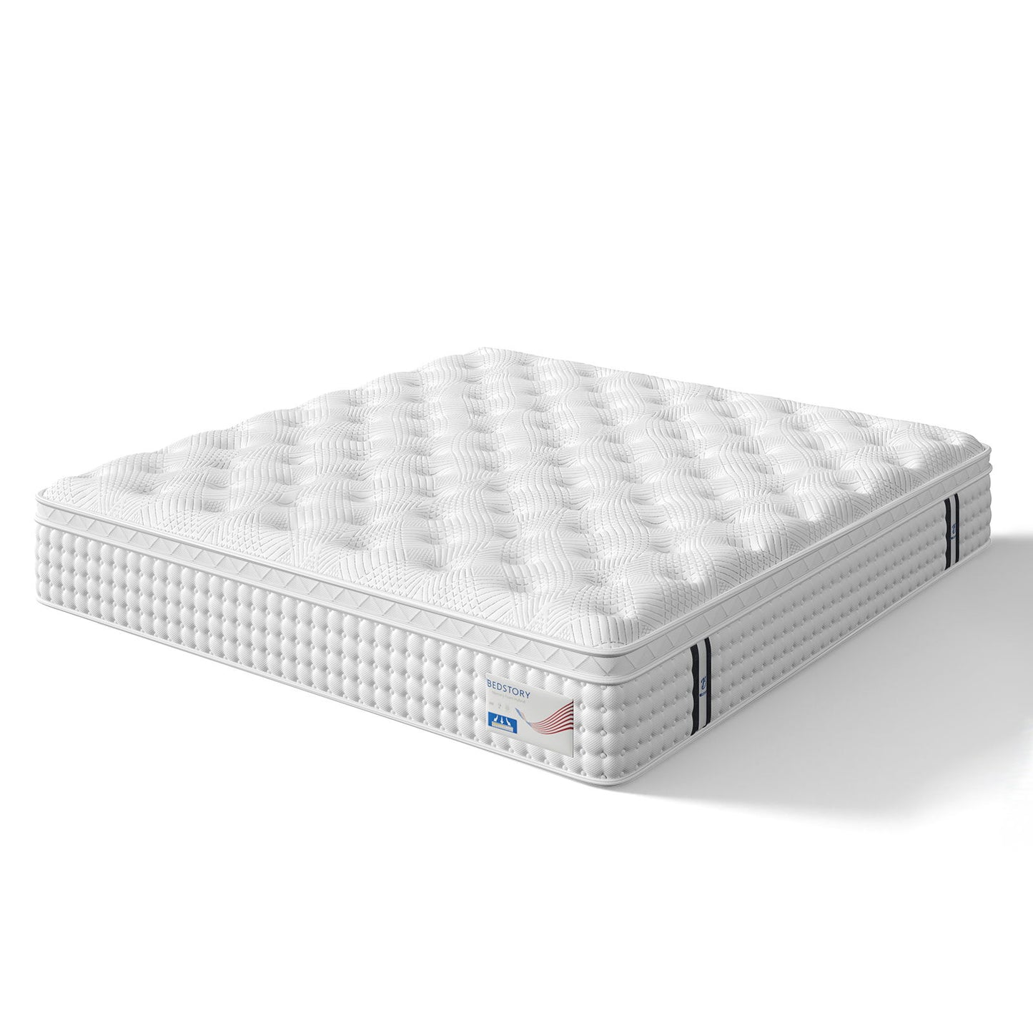 12" Hybrid Mattress, Memory Foam & Pocket Spring Bed, Medium Firm Comfort, Spine Support, Quiet & Breathable - White - King