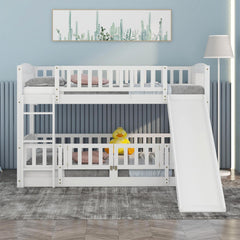 Low Bunk Bed With Slide, Fence And Ladder