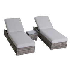 3 Piece Chaise Lounge Set With Adjustable Reclining - Gray Mix