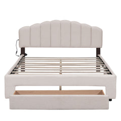 Upholstered Platform Bed With Drawer