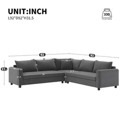Modern Modular Sectional Oversized Couch Set With Pillows, Minimalist Style Wide Seat Comfy Sofa