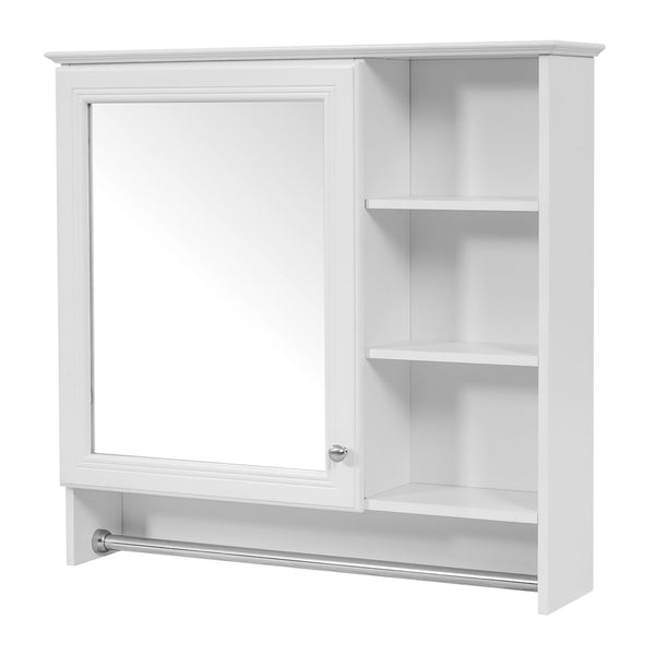 Wall Mount 2 In 1 Mirror Cabinet With Adjustable Shelf, Soft-Closing Hinges