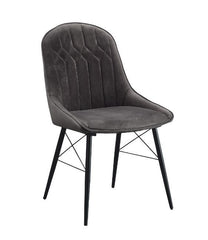 Abraham - Side Chair (Set of 2) - Dark Gray Fabric & Black