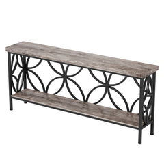 Extra Long Console Table With Open Storage Shelves