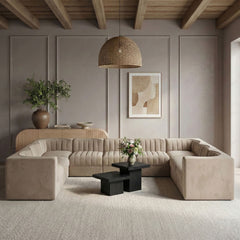 Rummi - Velvet Performance Fabric Upholstered 9 Piece Modular Sectional