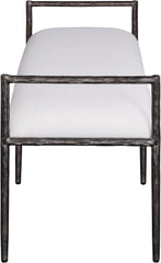 Axis - Linen Textured Cream Fabric Upholstered Bench