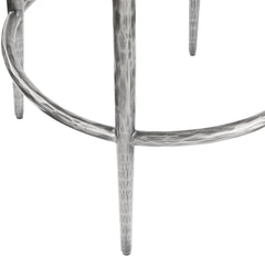 Ferro - Performance Fabric Upholstered Backless Bar Stool - Antique Silver