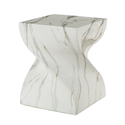 Outdoor End Table, Round Side Table For Patio And Garden - Marble