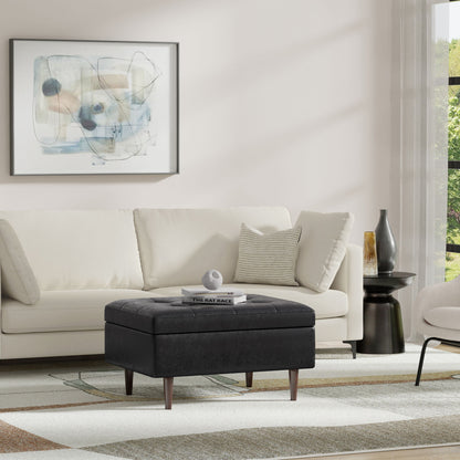 Shay - Large Square Coffee Table Storage Ottoman Mid-Century Style