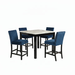 Modern 5 Piece Counter Height Dining Set With Tufted Nail Head Chairs