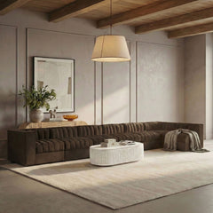 Rummi - Velvet Performance Fabric Upholstered 7 Piece Modular Sectional, L-Shaped (Right)