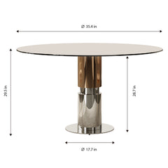 Round Glass Dining Table, Suitable For 2 - 4 People - Brown