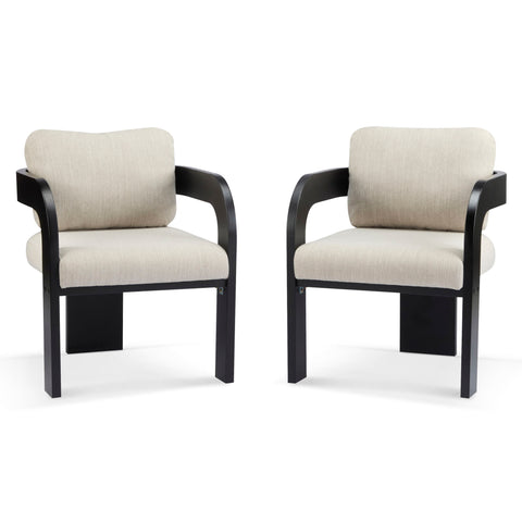 Dining Chairs With Pillow Back (Set of 2) - Beige / Black