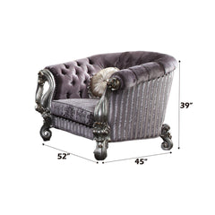 Versailles - Chair With 2 Pillows - Velvet & Antique Platinum
