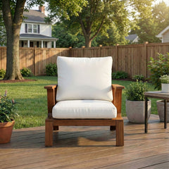 Outdoor Accent Lounge Chair For Patios - Teak / White