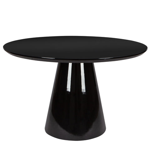 Modern High Gloss Minimalist Round Dining Table - Black