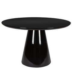 Modern High Gloss Minimalist Round Dining Table - Black