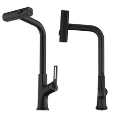 Kitchen Waterfall Faucet With Pull Down Sprayer, Single Handle, 360 Degree Rotating