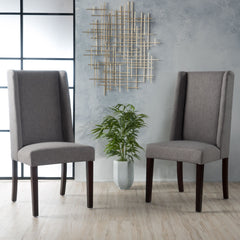 High Back Dining Chair With Wingback Design (Set of 2)