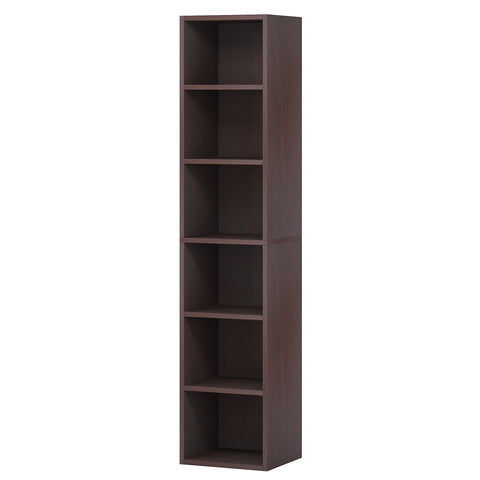 6 Tier Narrow Corner Cube Bookcase Storage, Freestanding Shelf With Open Cubes For Living Room