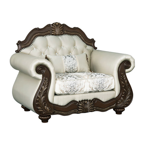 Pierce - Chair With Pillow - Beige Fabric & Cherry