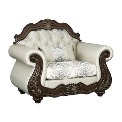 Pierce - Chair With Pillow - Beige Fabric & Cherry