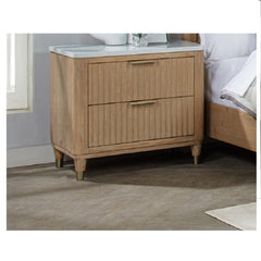 Nightstand With Accented Hardware - Natural Wood