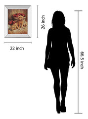 Yellow Labs - Mirror Framed Print Wall Art - Dark Brown