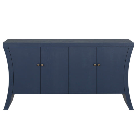 Refined Industrial 4 Door Credenza With Arc Legs & Bronze Clasps