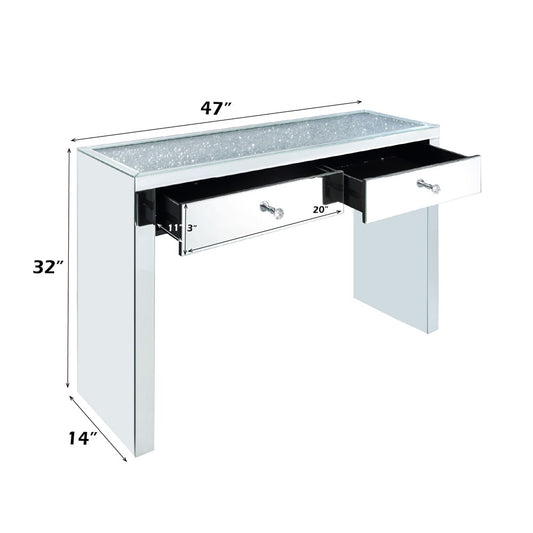 Noralie - 32"H Console Table - Mirrored & Faux Diamonds