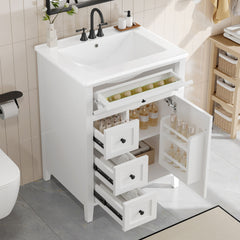 Bathroom Vanity With Sink, 3 Drawers & Cabinet With Adjustable Shelves